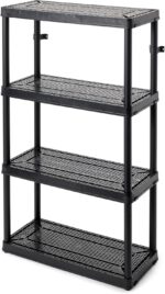 Gracious Living 4 Shelf Fixed Height Ventilated Medium Duty Storage Unit 14 x 32 x 54.5" Organizer System for Home, Garage, Basement, & Laundry, Black - Image 2