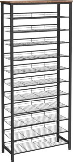 HOOBRO 12-Tier Shoe Rack, Large Capacity Shoe Storage Organizer for 35-45 Pairs of Shoes, Standing Shoe Shelf with Slanted Shelves, for Entryway, Closet, Hallway, Rustic Brown and Black BF51XJ01 - Image 2