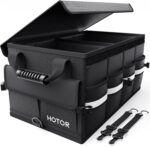 HOTOR Car Trunk Organizer - Foldable Trunk Organizer for SUV, Car Storage with Reflective Strips & Securing Cover, Large Capacity Car Accessories for Truck, Van & Sedan, Black, 22.1" x 12.6" x 11.0" - Image 2
