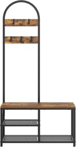 Hall Tree, Coat Rack with Shoe Storage, Entryway Bench with Coat Rack and Shoe Shelf, All-in-One Entryway Storage Organizer, for Foyer, Hallway, Cloakroom, Rustic Brown and Black MT04BRY1 - Image 2