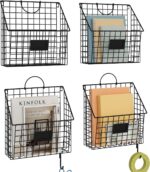 Hanging Wall File Holder Organizer Metal Wall Mount File Folders Holder Magazine Rack with Handles and Hooks , for Home Office, 4 Packs, Black (Patent Pending) - Image 2