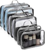 Hillban 6 Pcs Gray Large Clear Travel Packing Cube 3 Sizes See-through PVC Organizer for Suitcase Multipurpose Pouch with Handle Vinyl Zippered Storage Bags Luggage Cube Organizer - Image 2