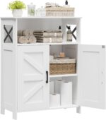 Homhedy Farmhouse Bathroom Storage Cabinet with 2 Doors, Toilet Paper Cabinet with Adjustable Shelves, Small Bathroom Cabinet for Kitchen/Laundry/Living Room, 11.8 x 23.6 x 31.5 Inches, White - Image 2