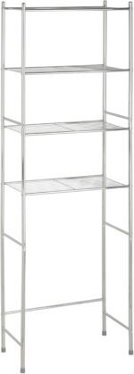 Honey-Can-Do 4-Tier Over-The-Toilet Storage Shelf - Space-Saving Steel Bathroom Restroom Organizer with Neutral Chrome Finish, Ideal for Towels, Toiletries, & Essentials - 24"W x 68"H x 11"D - Image 2