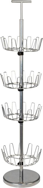 Household Essentials 4-Tier Revolving Shoe Tree, Heavy-Duty Steel with Stabilized Base, Holds 24 Pairs of Shoes, Great for Most Styles, Chromelike Finish - Image 2