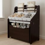 Humble Crew 3-in-1 Kids Bookshelf and Toy Storage Organizer, Espresso/White - Toddler Organizers with Rolling Toy Box and 3 Fabric Bins – Sturdy Baby Book Shelf, Perfect for Nursery and Playroom - Image 2