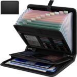 Huolewa Fireproof Accordion File Organizer, Portable Expanding File Folder with Waterproof Zipper&Labels, Black Document Organizer with 13 Pockets, File Organizer for Important Document/Paper Storage - Image 2