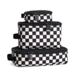 Itzy Ritzy Packing Cubes for Travel – Set of 3 Packing Cubes or Travel Organizers - Each Cube Features a Mesh Top, Double Zippers and a Fabric Handle (Black & White Checkerboard) - Image 2