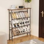 JZM Shoe Rack Storage, Narrow 4 Tier Metal Shoe Storage Shelf, Free Standing Shoe Racks, Space Saving Shoe Rack Organizer for Entryway, Hallway, Bedroom, Living Room(12-16 Pair) - Image 2