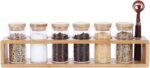 KKC HOME ACCENTS Glass Spice Jars set of 6 with Rack and Spoon,Sealed Glass Spice Containers with Rack for Kitchen Countertop,Counter Spice Rack Organizer and Spice Jars Bamboo Lids, 3.4 Fluid-oz - Image 2