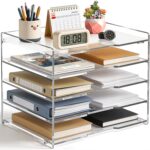 KKU 5 Tier Clear Acrylic Desk Organizer, Letter Tray Paper File Desk Organizer and Accessories For Office Supplies - Image 2