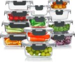 KOMUEE 24 Pieces Glass Food Storage Containers Set,Meal Prep Containers-Stackable Airtight Glass Storage Containers with lids,Freezer, Microwave, Oven Safe,Gray - Image 2