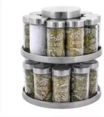 Kamenstein 20 Jar Revolving Countertop Spice Rack with integrated tool caddy Spices with removable shaker disc Included, FREE Spice Refills for 5 Years: Brushed Nickel - Image 2