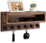 Key and Mail Holder Wall Mount, Key Hanger with Long Storage Box and 6 Hooks for Coat, Dog Leash, Home Decor Rack, House Accessories, Entry Way Organizer (Brown) - Image 2