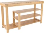 Lavish Home Shoe Storage Bench – 3-Tier Bamboo Shoe Rack – Mud Room Organization and Storage Bench with Natural Wood Seat for Boots and Sneakers - Image 2