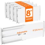 Lifewit 8" Tall 4 Pack Drawer Dividers, 35-56.5cm/13.8-22.2" Expandable Drawer Divider for Clothes, Adjustable Dresser Drawer Organizers, Drawers Separators for Dresser/Bathroom/Closet/Kitchen White - Image 2