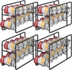 MOOACE 4 Pack Can Dispenser Rack, Stackable Can Storage Organizer Holder for Canned Food Kitchen Cabinet Pantry Countertop, Black - Image 2