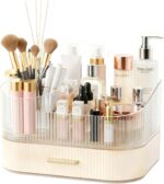 Makeup Organizer for Vanity with Stackable Drawers, 360 Rotating Makeup Brush Holder Large Cosmetic Display Case for Dresser, Bathroom Countertop Skincare Storage, Ideal Gift for Girls - Image 2