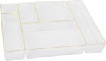 Martha Stewart Kerry Plastic Stackable Office Desk Drawer Organizers, Set of 6, with Gold Trim - Image 2