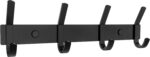 Matte Black Coat Rack Wall Mount – 12 Inch Stainless Steel Hook Rail with 4 Double Coat Hooks – Wall Mounted Entryway Organizer for Coats, Hats, Bags, Towels, Robes, Closet or Bathroom - Image 2