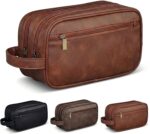Men’s Toiletry Bag Travel Dopp Kit – double-deck PU Leather Water-Resistant Shaving Organizer Large Capacity, Double Compartments & Inner Pockets for Grooming, Bathroom & Gym Trip Toiletry Case(Black) - Image 2
