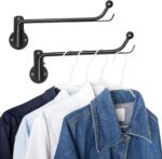Mkono Wall Mounted Drying Rack Laundry Clothes Hanger with Swing Arm Space Saving Metal Hanging Valet Rod for Laundry Closet Organizer Bathroom Bedroom, 2 Pack, Black - Image 2