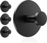 Multifunctional Towel Hooks for Bathroom Wall - Extra Sticky Stainless, Holds up to 12LB, Coat Hooks Wall Hooks, Adhesive Door Holder Hanger Shower Accessories, Matt Black Heavy Duty - Image 2