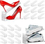 Neprock Shoe Slots Organizer for Closet, 20 Pack Acrylic Shoe Stackers Shoe Rack Holder, 3 Levels Adjustable Thickening Shoe Display Shoe Storage 50% Space Saving Zapateras Organizer (Clear,20 Pack) - Image 2