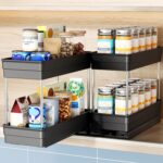 Nieifi Spice Organization for Cabinet-Vertical Spice Rack Pull Out-Spice Rack Organizer for Cabinet-4-1/3 inch Wide-Seasoning Kitchen Organizer-4.3" W x 10.6" D x 8.7" H-2 Pack-2 Tier - Image 2