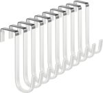 Over The Door Metal Hooks with Plastic Coating 5.5" Fit 0.5" to 1 3/8" Door 10 Pcs Heavy Duty Single Towel Robe Rack Wreath Bathroom Shower Hanger Shoe Organizer Ironing Board Short White - Image 2