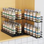 Pull Out Spice Rack Organizer for Cabinet, Slide Out Spice Racks, Easy to Install Spice Cabinet Organizers, 7.4" Wx10.43 Dx8.26 H, 3 Drawers 2 Tiers(Black) - Image 2
