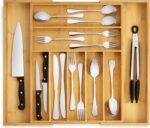 Purawood Bamboo Drawer Organizer - Expandable Silverware Organizer & Utensil Drawer Organizer, Cutlery Tray with Dividers, 7-9 Slots- Kitchen Organizer for Utensils & Flatware (Natural) - Image 2