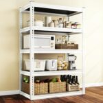 REIBII 5 Tier Storage Shelves, 2500LBS Adjustable Metal Shelving Unit, White Shelves for Pantry, Kitchen, Garage, Warehouse, 65.74" H x 33.85" W x 15.35" D, White - Image 2