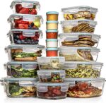 Razab 35 Pc Set Glass Food Storage Containers with Lids - Meal Prep Airtight Bento Boxes BPA-Free 100% Leak Proof (15 lids,15 glass & 5 Plastic Sauce/Dip Containers) - Image 2