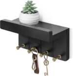 Rebee Vision Small Key Holder Wall Mount - Decorative 8 inch Key and Mail Holder for Wall with Shelf and 4 Sturdy Hooks for Aesthetic Room Decor - Perfect Aesthetic Stuff in House Decor (Modern Black) - Image 2