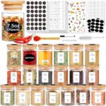 SLifeJars-Spice Jars with Label, 7.5 oz 20pcs Spice Containers Glass Jars with Bamboo Lids, Seasoning Containers Bottles,Airtight Empty Spice Jars for Spice Rack, Drawer,Cabinet,Pantry - Image 2