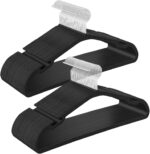 SONGMICS Clothes Hangers 50 Pack, Heavy-Duty Plastic Hangers, Coat Hangers with Wide Shoulder Notches, Pant Bar, 360° Swivel Hook, Space-Saving, 16.4 Inches, for Closet, Ink Black UCRP060B01 - Image 2