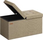SONGMICS Mazie Collection - 30 Inches Storage Ottoman, Foldable Storage Bench with Flipping Lid, 660 lb Load Capacity, for Entryway, Living Room, Bedroom, Camel Brown ULSF046K01 - Image 2