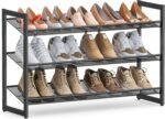 SONGMICS Shoe Rack, 3-Tier Shoe Organizer, Metal Shoe Storage for Garage, Stackable Shoe Shelf, with Adjustable Flat or Angled Shelves, 9-12 Pairs, Ink Black ULMR03B - Image 2