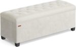 SONGMICS Velvet Storage Ottoman Bench, Foot Rest with Legs, 15.7 x 43 x 15.7 Inches, End of Bed Bench, Storage Chest, Load up to 660 lb, for Living Room, Bedroom, Entryway, Cream White ULSF089W01 - Image 2