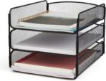 Safco Onyx Desk Organizer, 3 Trays, Office and Classroom Mailbox, Paper and Mail Sorter, Steel Mesh, Black - Image 2