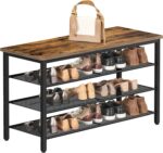 Shoe Bench, 4-Tier Shoe Rack 31.5”, Storage Entry Bench with Mesh Shelves Wood Seat, for Entryway, Hallway, Living Room, Stable Metal Frame and Easy Assembly, Rustic Brown SB01BB016 - Image 2
