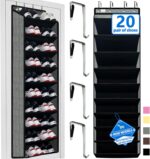 Shoe Organizer,70 Pounds Large Capacity,20-30-Pair Over The Door Shoe Organizer,10 Tiers Shoe Rack for Closet,New Upgrade Anti-Scratch Heavy Duty Hook and Bamboo Material Baffle,Grey/Black - Image 2