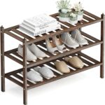 Shoe Rack, 3-Tier Bamboo Stackable Shelf Storage Organizer, Stand for Closet, Entryway, Hallway, Bathroom and Living Room（Mocha） - Image 2