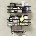 Shower Caddy 3 Pack - Shower Organizer Shelves Rack Rustproof No Drill Self Adhesive Shower Caddies with Soap Dish & Side Hooks for Bathroom Kitchen Storage, Black - Image 2