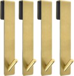 Shower Door Hooks (4 Pcs), 304 Stainless Steel, 7.5x1.18in, Gold, Frameless Glass Door Towel Storage, Lightweight, Heavy Duty, Rust Resistant, Removable, Non Slip - Image 2