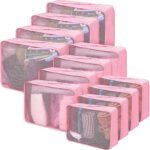 Silkfly 12 Pcs Packing Cubes for Suitcase Travel Luggage Bags Bulk Mesh Organizer Set for Hiking Camping Backpacking Clothes Accessories (Pink,XL, L, M Size) - Image 2