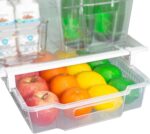 Smart Design Adjustable Pull Out Refrigerator Drawer - Extra Large - BPA Free Plastic - Holds 20 lbs - Extendable Sliding Fridge Bin, Freezer, Pantry Food Holder Storage Organizer - Kitchen - Clear - Image 2