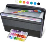 Sooez Accordion File Organizer with Safe Zipper, 12 Pocket Expanding File Folder with Front Pencil Pouch, Portable Monthly Paper Bill Tax Receipt Organizer, School Office Supplies, Letter Size, Grey - Image 2