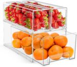 Sorbus Fridge Drawers - Clear Stackable Pull Out Refrigerator Organizer Bins - Food Storage Containers for Kitchen, Freezer, Vanity & Fridge (3 Pack | 1 Large, 2 Small Stackable Drawer Bins) - Image 2